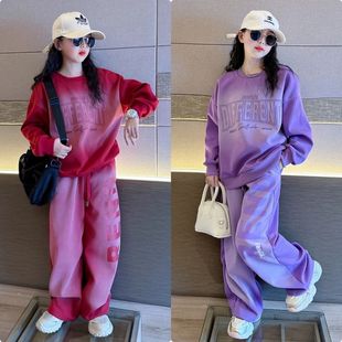 秋季 女童春秋漸變色衛(wèi)衣套裝 兒童洋氣兒童衛(wèi)休閑褲 2025兩件套新款