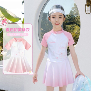 防晒泳装 夏季 儿童渐变色女孩女童中大童连体泳衣2025游泳衣新款