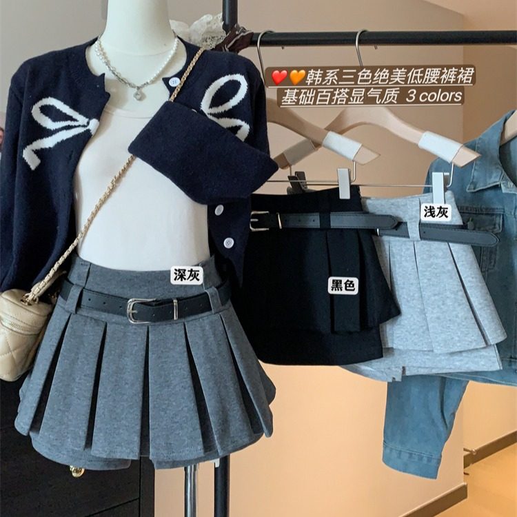 辣妹百褶半身裙女2025春夏新款高腰显瘦a字短裙小个子防走光裙裤