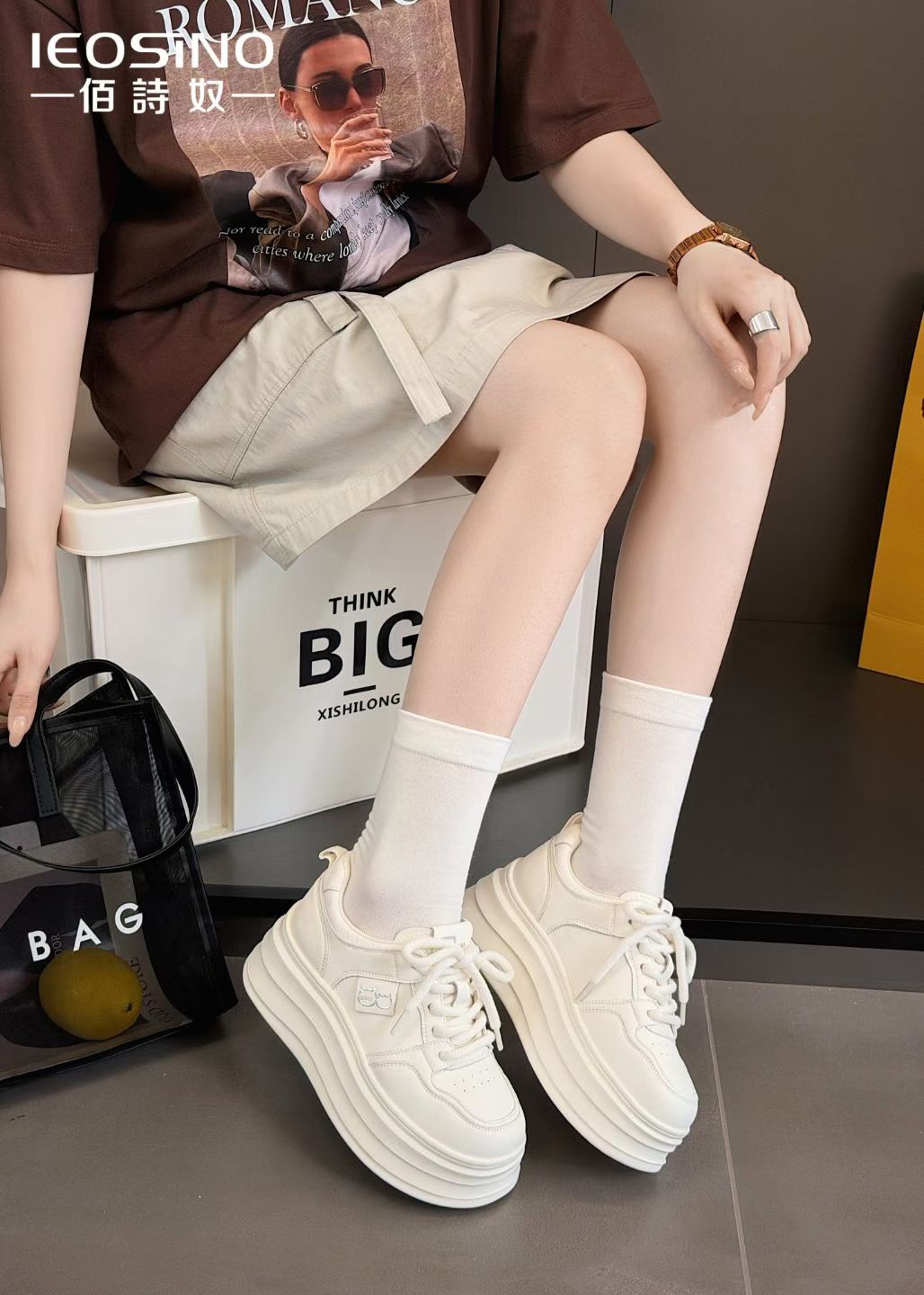 佰诗奴2026秋厚底小个子增高运动板鞋女百搭舒适小白鞋464642888