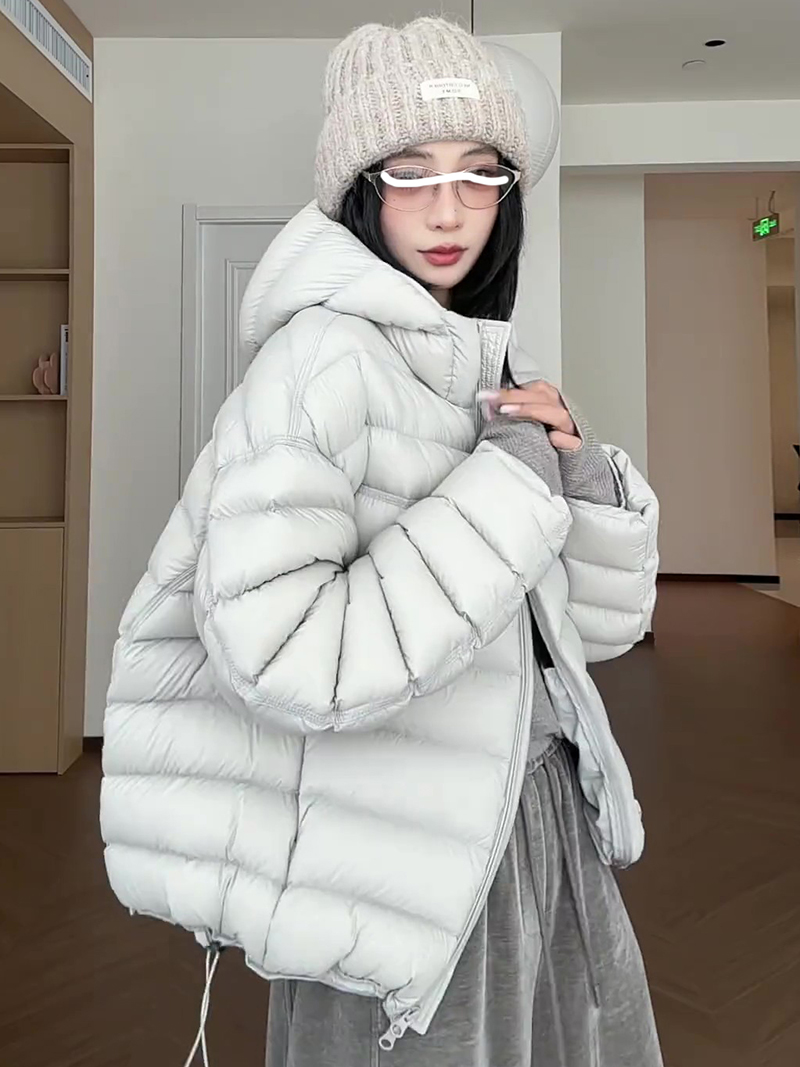 排骨泡芙羽绒服女轻薄短款2025冬季新款韩版防寒连帽时尚爆款外套
