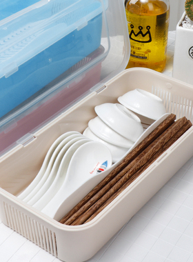 筷子筒筷子笼筷子盒架桶塑料吸管勺子刀叉带盖沥水托餐具收纳家用