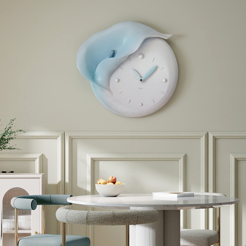 奶油马蹄莲创意时钟简约客厅钟表