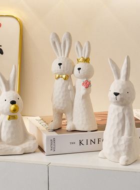 速发可爱电子摆件面关桌玄客厅兔视柜家居创意装饰品卧室摆设送礼