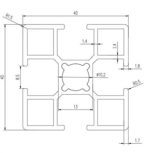 速发工业铝挤型型料国.4040材材2标0厚流水线铝材框架铝材加工氧