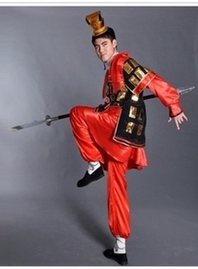 速发战汉代兵服男周瑜大将军红色兵 古演出三国兵服表演男服国兵