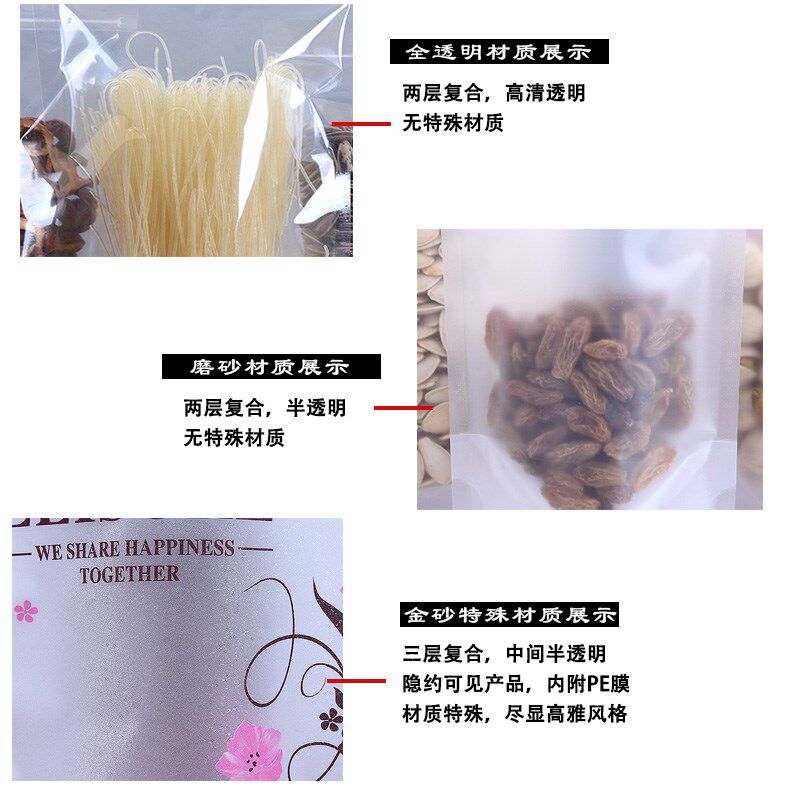 现货包装袋金砂印花自立x自封袋干果袋干果糖果分装袋塑料