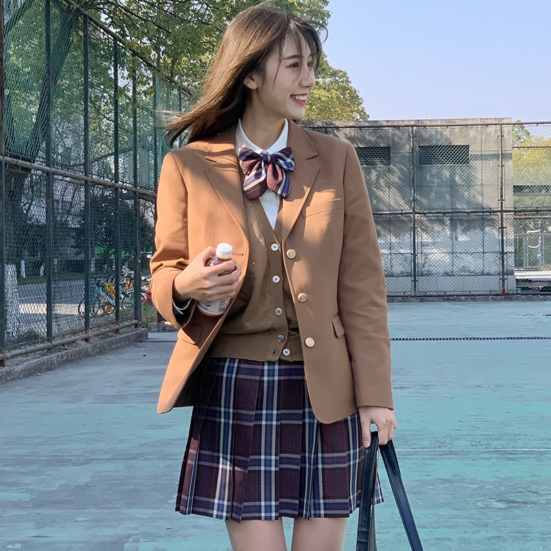 速发东京岁时记学生三朗服西扣春秋复古休闲外套布粒茶茶