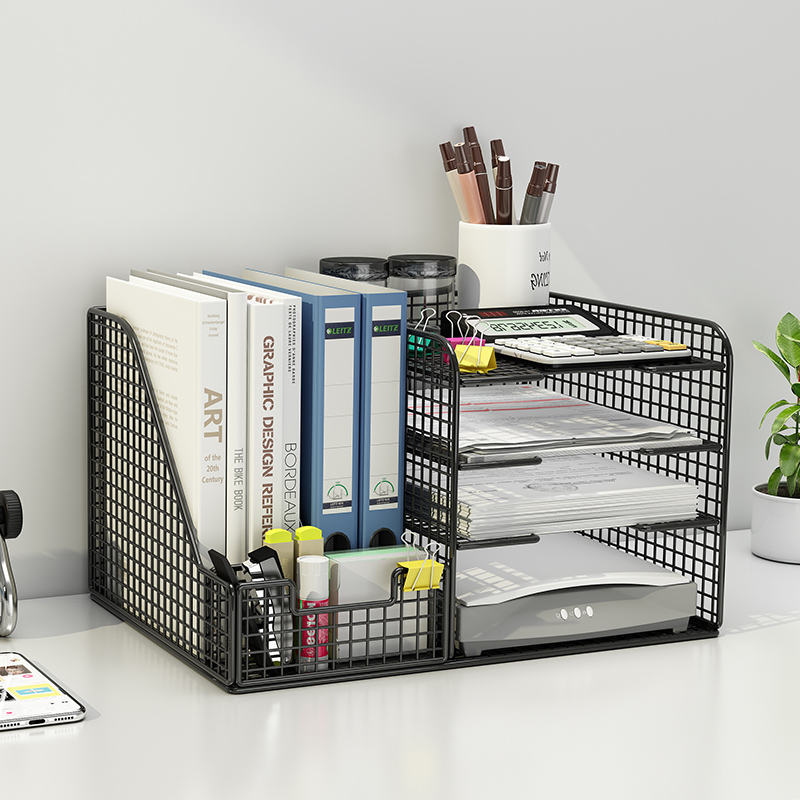 速发办公室a4文件架收收盒文件收纳面资料档案整理架夹多层桌架纳