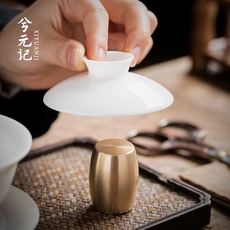 速发纯铜件置紫砂壶盖茶功杯垫盖碗托茶具配盖盖搁配件手工托夫铜