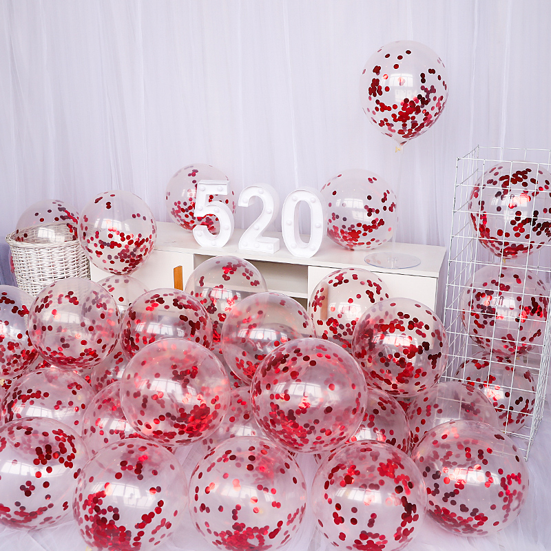 速发场婚透明金色亮片气球婚礼婚庆婚房卧饰房间装室生日订婚结景