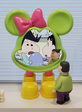 速发子镜风摆件奶油风台室梳妆卧式桌面化妆镜装饰品摆设