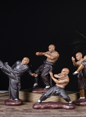 速发石湾搭瓷书房配院少林寺功夫盆景盆栽陶庭装饰中华武术李小龙