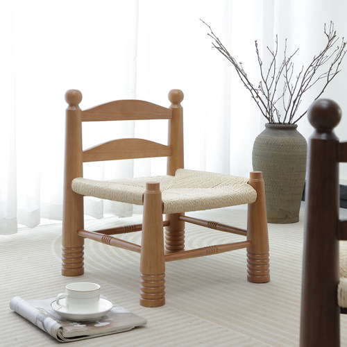 实木换鞋凳入户门口家用中古绳编矮凳垫脚凳榻榻米椅子儿童靠背椅