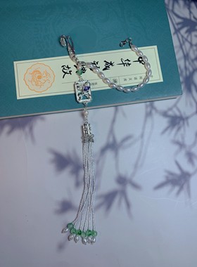 银白色原创旗袍压襟景泰蓝挂件