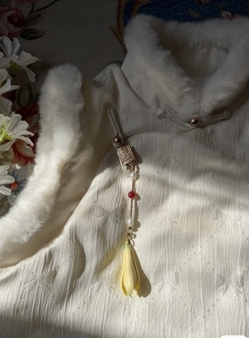 闻见花香 白玉兰花旗袍压襟挂饰汉服挂件精致胸针天然珍珠小众