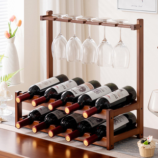 红酒架子家用葡萄酒架摆件展示架酒柜简易桌面多瓶格子放酒置物架