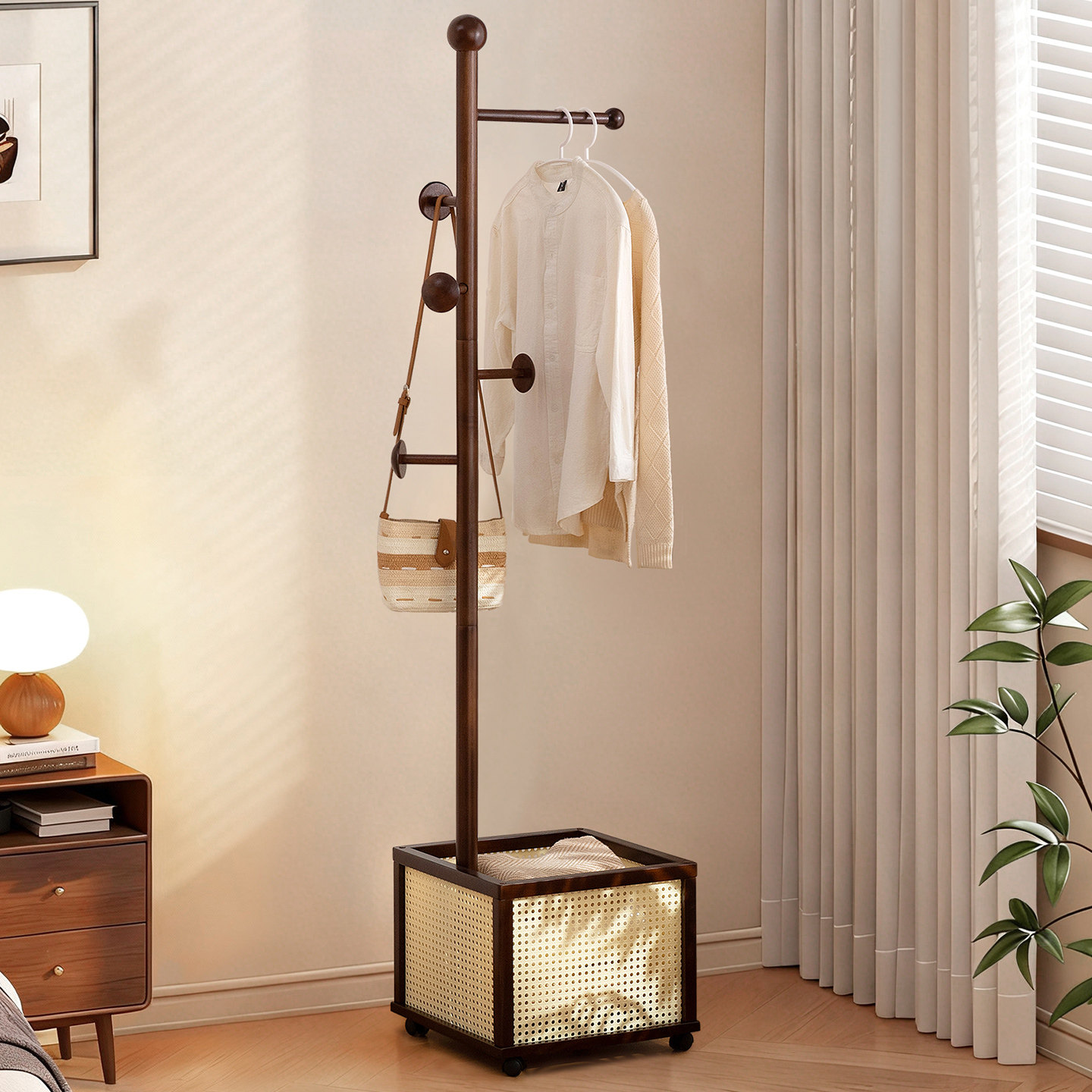 实木挂衣架落地衣帽架子卧室