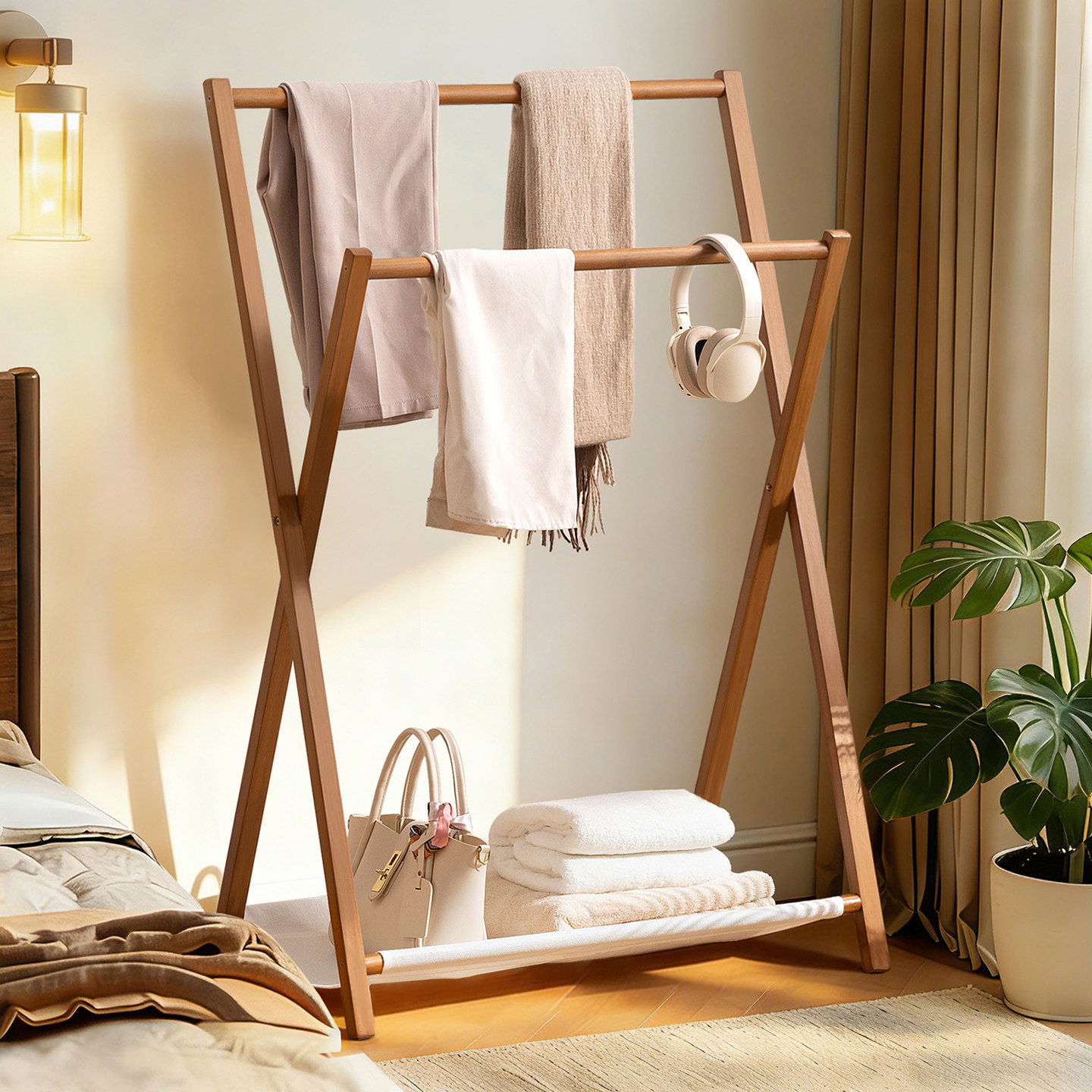 床头挂衣架落地卧室折叠衣帽架子床尾晚上放衣服神器家用不占空间,收纳整理,衣帽架,淘宝优惠券,粉丝福利购,淘宝优惠卷