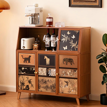 厨房餐边柜子储物柜家用靠墙客厅落地橱柜咖啡茶水柜中古风置物柜