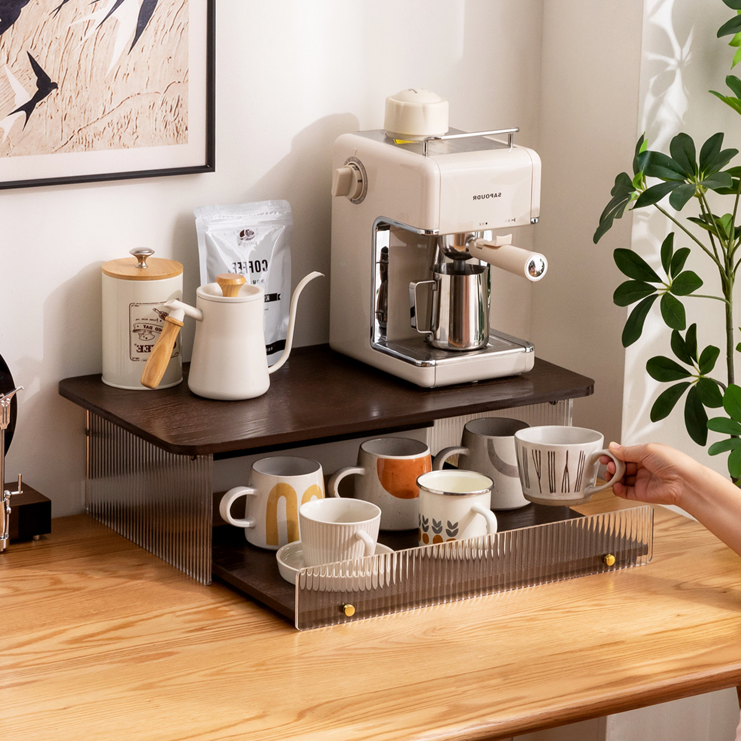 水杯子收纳置物架咖啡机神器桌面杯架马克杯水吧台家用茶具储物架,住宅家具,搁板/置物架/家用陈列架,淘宝优惠券,粉丝福利购,淘宝优惠卷