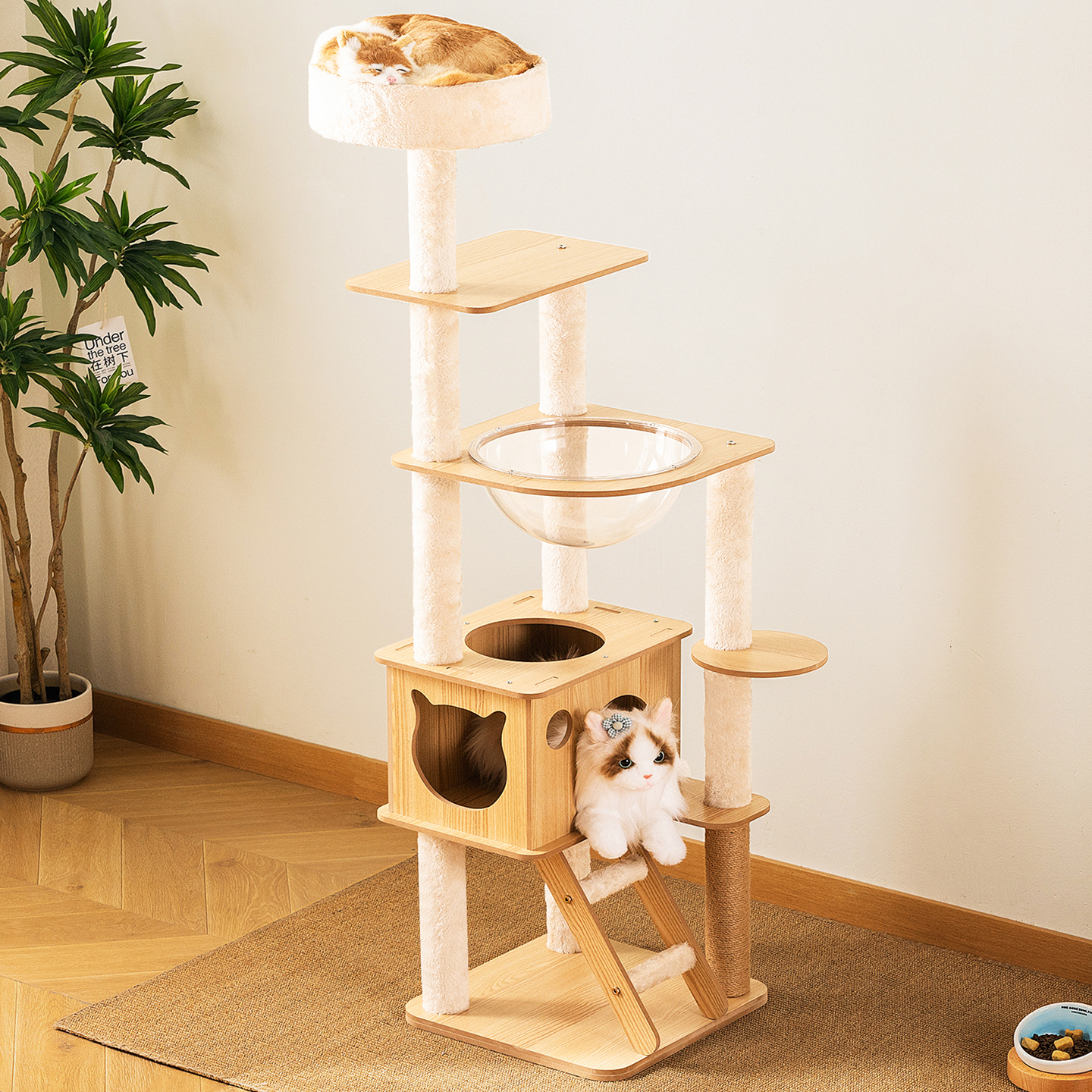 木马人猫爬架猫窝猫树一体实木