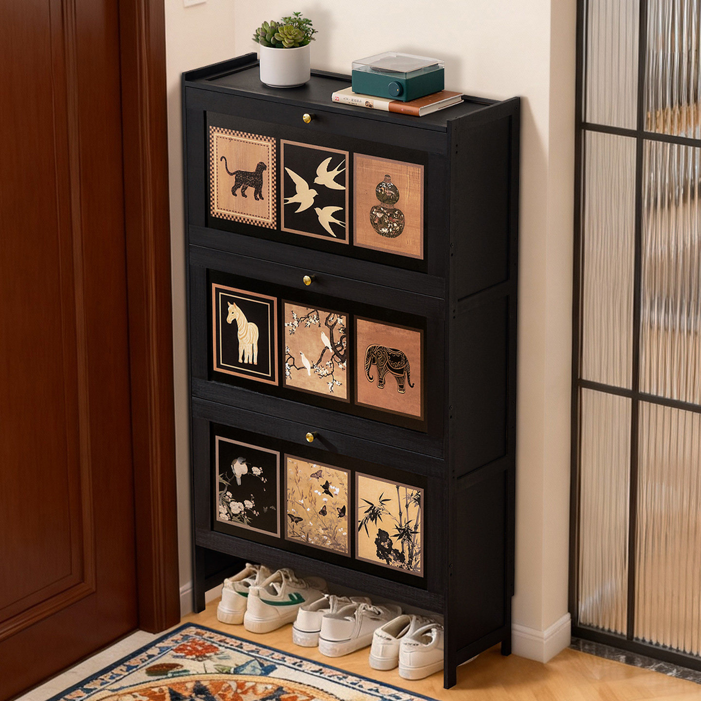 超薄款翻斗鞋架子家用门口极小窄鞋柜收纳一体靠墙入户玄关大容量,住宅家具,鞋架,淘宝优惠券,粉丝福利购,淘宝优惠卷