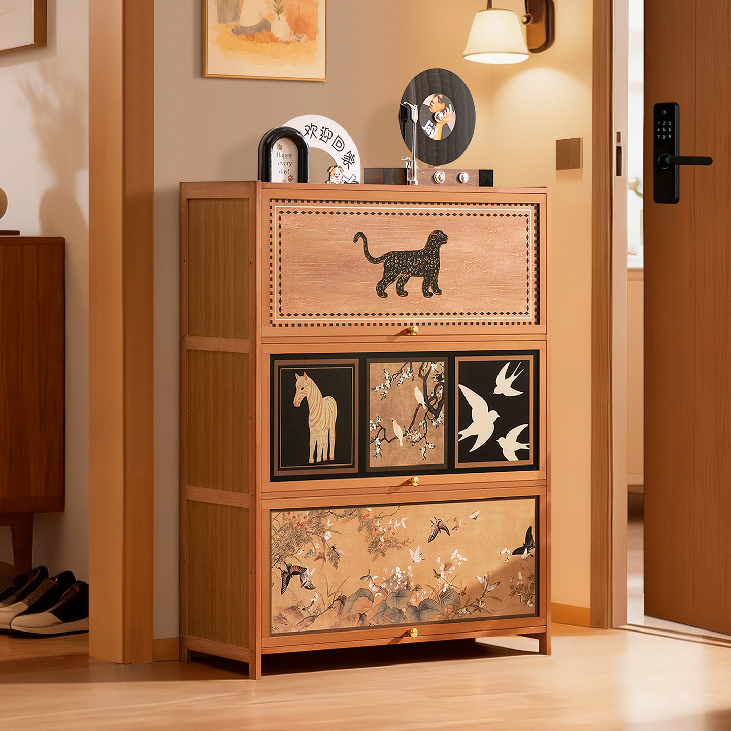 鞋架子多层家用门口带门鞋柜入户2025新款爆款高档收纳柜一体靠墙,住宅家具,鞋架,淘宝优惠券,粉丝福利购,淘宝优惠卷