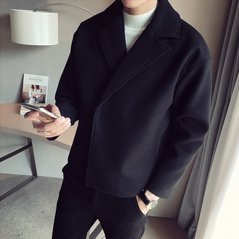 2020新款秋冬季风衣男短款韩版潮流帅气宽松呢子外套男士毛呢大衣