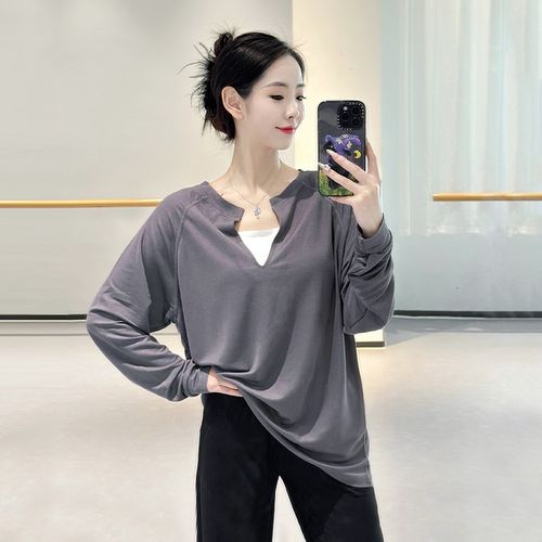 速发舞练功服舞蹈恤日常穿搭宽松深v男个性百袖T生长搭上衣