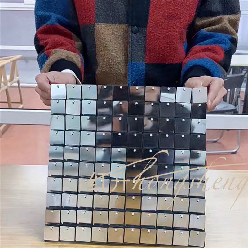 速发闪亮超炫闪光发光公司年会拍摄背景板银色方形亮片背景墙背景