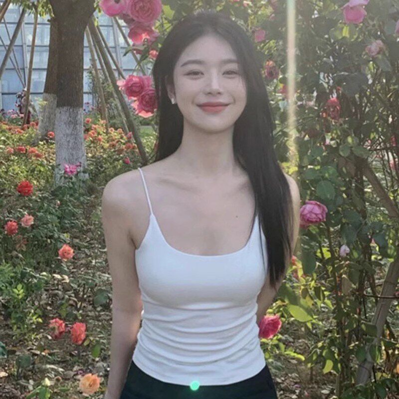 速发带胸垫一体背心美式辣妹搭配开衫外穿抹胸甜辣吊带短上衣夏