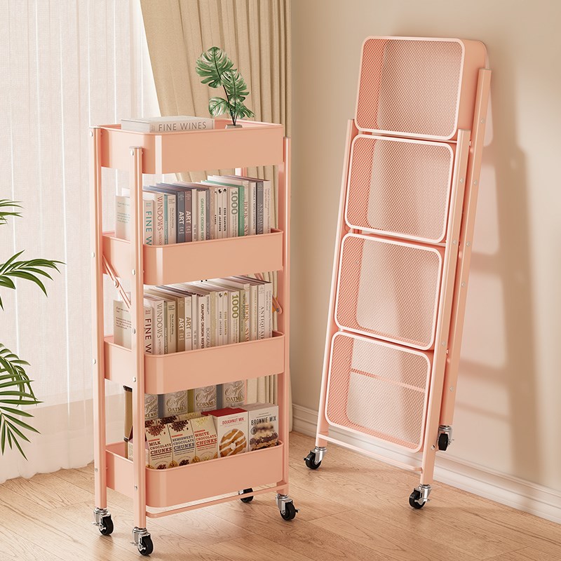 速发小推车置物架家客零食落地多层用厅菜纳书架移动厨房果蔬收篮