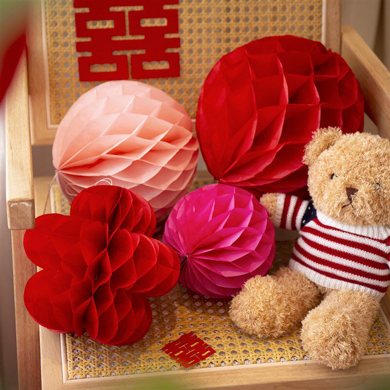 速发蜂件球结婚窝庆装饰灯笼布置摆婚婚房客厅卧室方背景墙装饰订