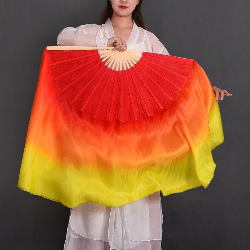 速发真扇舞蹈扇子跳红丝黄橙舞火焰渐变胶州秧歌广场舞加长古典舞