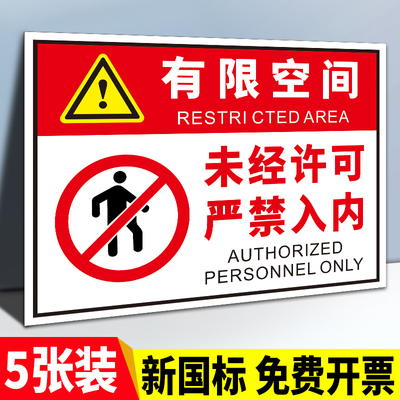 速发有施安间标识牌作业空全告知警示进入受限密闭风险点禁止指示