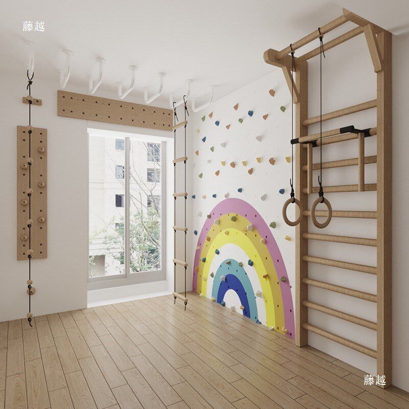 速发攀岩墙儿童家用室内攀爬墙岩点幼儿园家庭攀岩攀儿童房板爬架