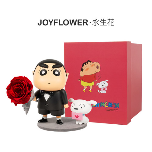 永生花玫瑰花真花蜡笔小新与小白