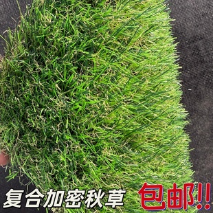 仿真秋色草坪井盖荒地装饰加密塑料地毯草坪人造枯草假草皮垫子