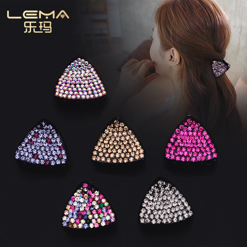 乐玛饰品镶钻捷克钻发饰三角发抓中号抓夹半头夹刘海抓时尚头饰