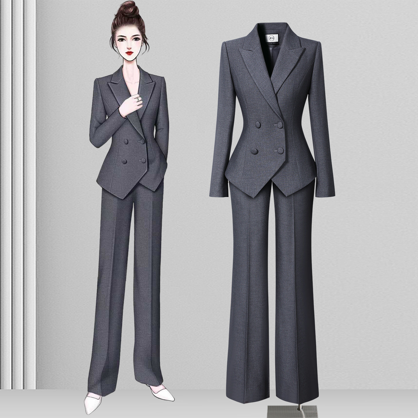 秋冬西装套装女职业正装高级感气质OL通勤上班职场灰色西服工作服