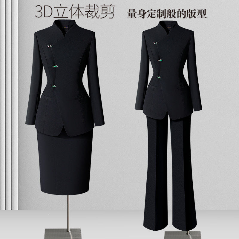 新中式西装套装女春秋设计感小众黑色西服外套高端职业气质工作服