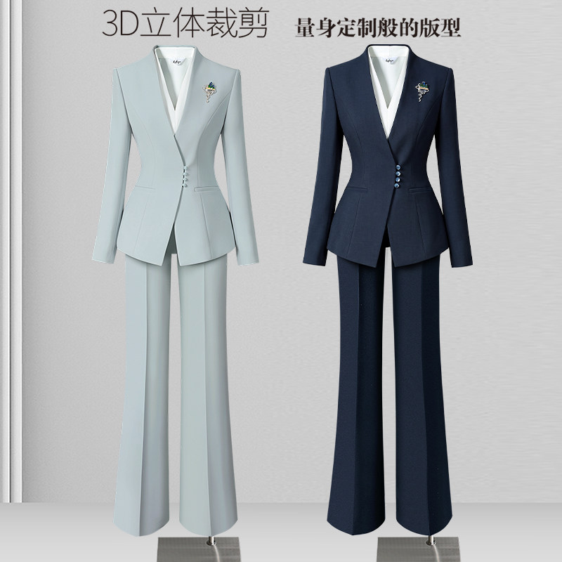 职业西装套装女士秋冬气质干练前台接待工装珠宝酒店美容院工作服