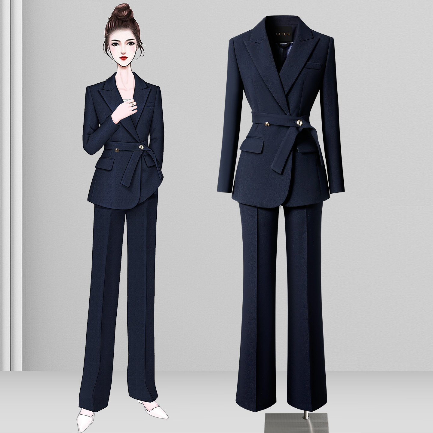 西装套装女秋季气质时尚高级设计感正装通勤上班西服珠宝店工作服