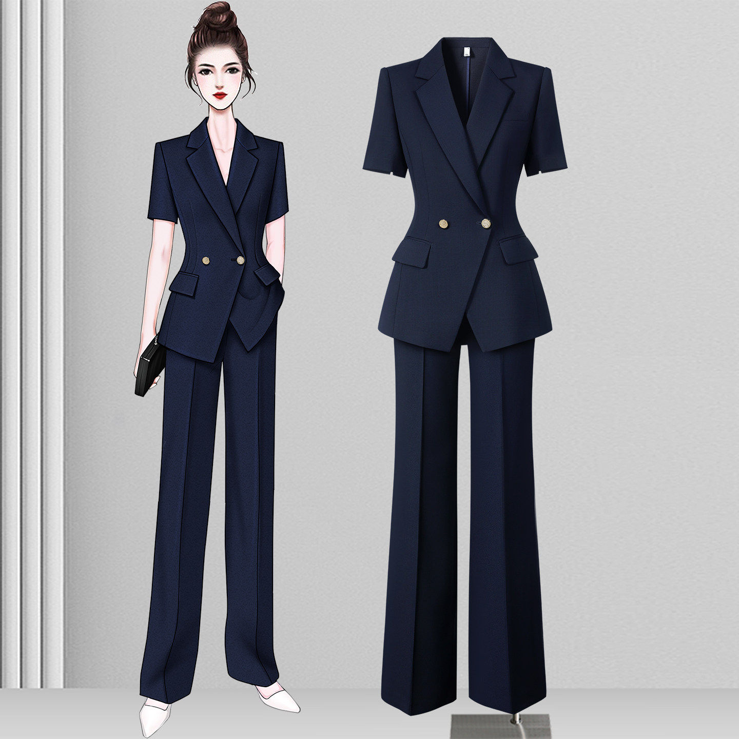 职业西装套装女夏薄款2026新款高级感正装OL通勤经理珠宝店工作服