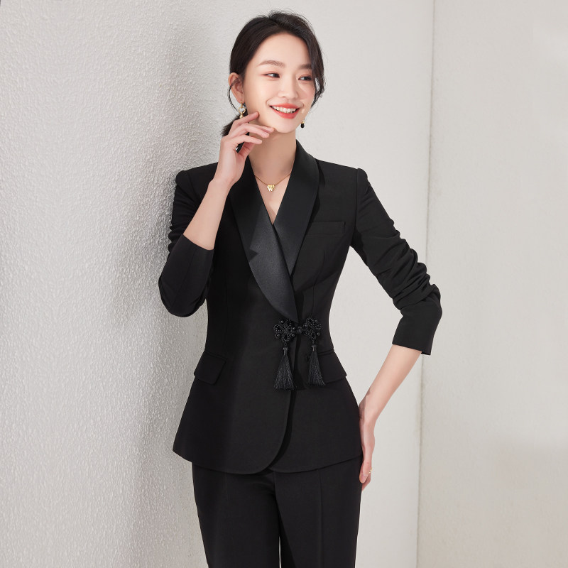 艾尚臣新中式西装套装女春秋时尚气质主持人高端正装女西服职业装
