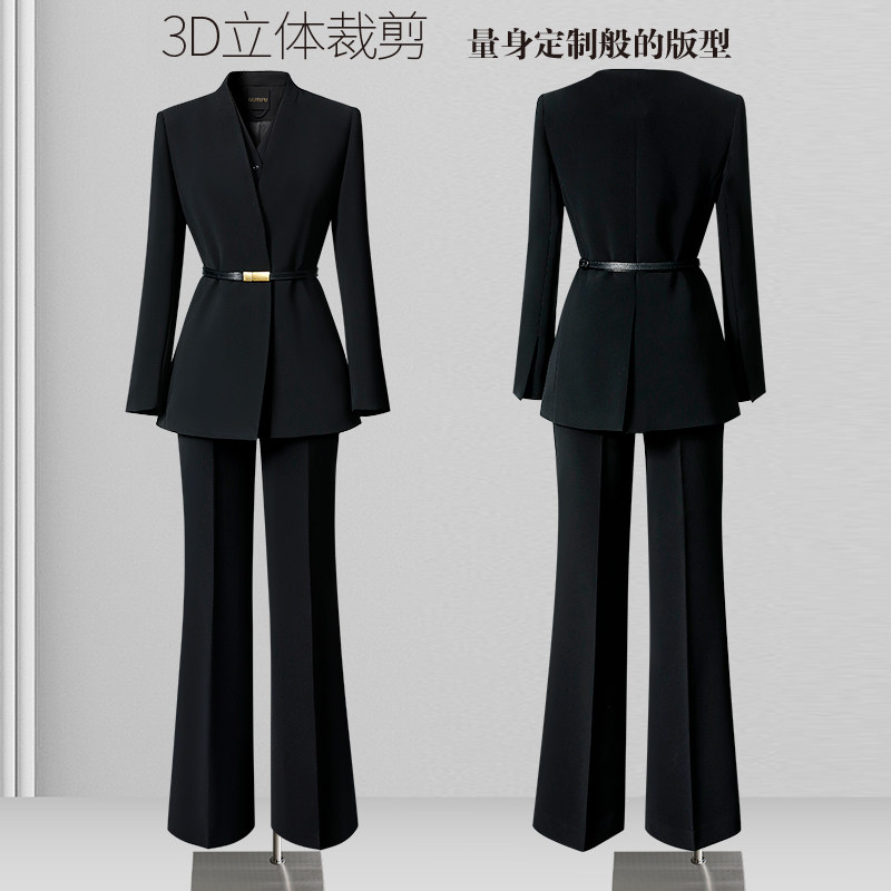 黑色收腰西装外套女2025新款轻奢气质名媛高级感通勤职业西服套装