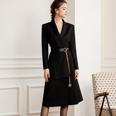 西装职业连衣裙女秋装2025年新款高级感黑色外套ol长袖中长款裙子
