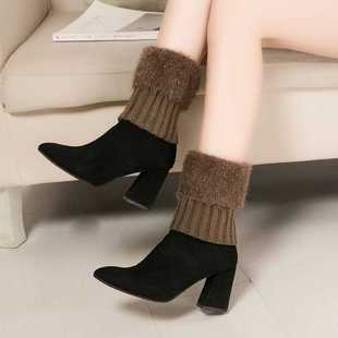 护腿脚套毛线针织鞋 韩版 宽松短款 保暖护脚踝袜套女时尚 靴套 秋冬季