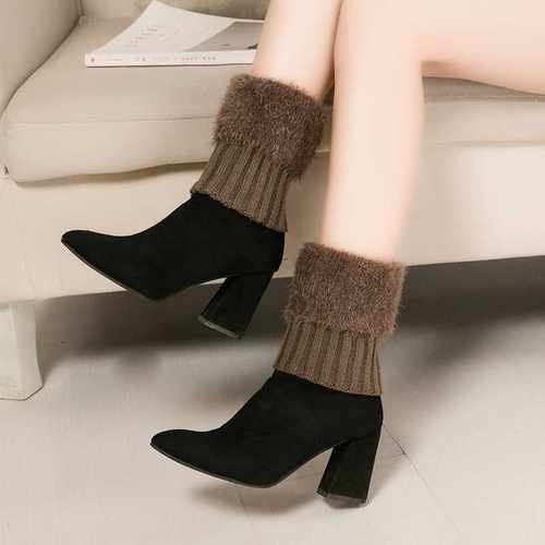 韩版秋冬季保暖护脚踝袜套女时尚宽松短款护腿脚套毛线针织鞋靴套